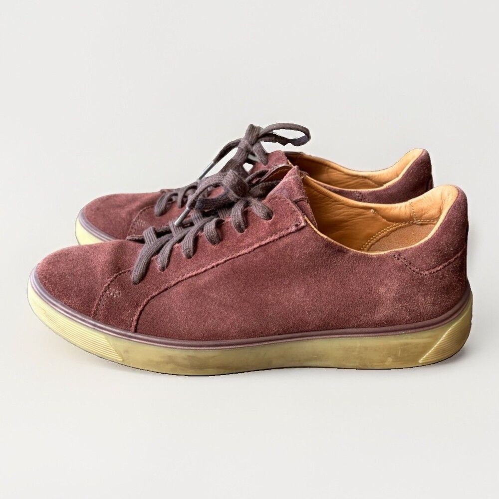 ECCO Street Tray Men Suede Leather Sneakers Sz 8-8.5 Low Top Shoes Chocolate